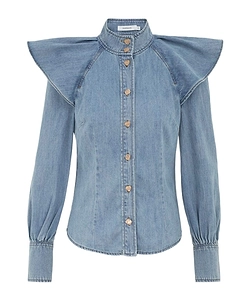 Zimmermann Crush Ruffled Denim Top
