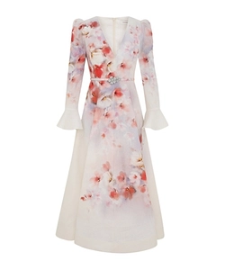 Zimmermann Crush Frill Sleeved Midi Dress