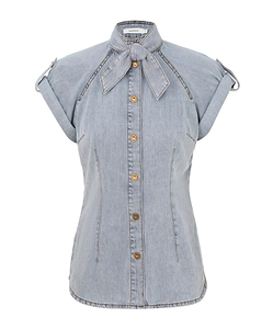 Zimmermann Denim Tie Neck Shirt