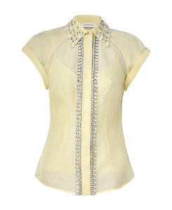 Zimmermann Diamante Embellished Semi-Sheer Shirt