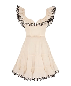 Zimmermann Embroidered Frilled Mini Dress