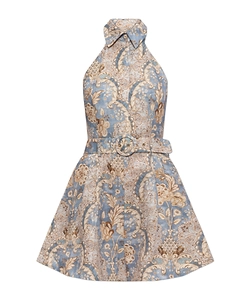 Zimmermann Floral Printed Belted Backless Mini Dress