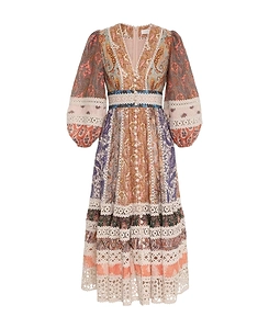Zimmermann Floral Print V-Neck Midi Dress
