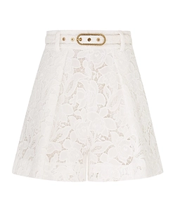 Zimmermann Natura Belted Waist Lace Shorts