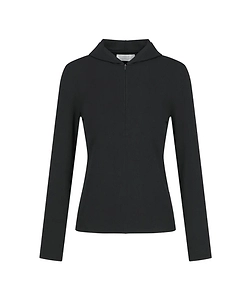 Half Zip-Up Knit Hoodie