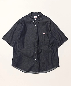 Denim Dungaree Short Sleeve Button-Down Shirt