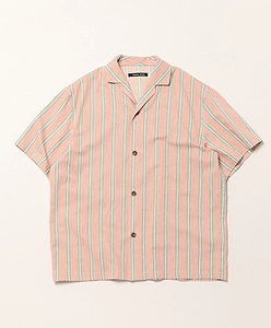 Vintage Folk Striped Cotton Linen Open Collar Shirt