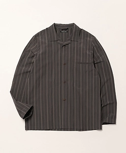 Washed Organic Cotton Open Collar Shirt Jacket + Side Pockets